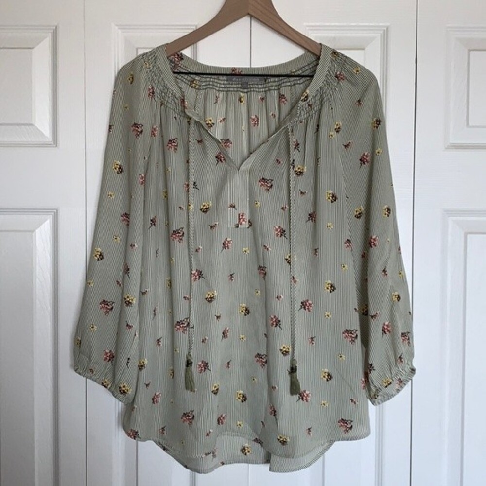 Light Sage Floral Peasant Blouse - Women